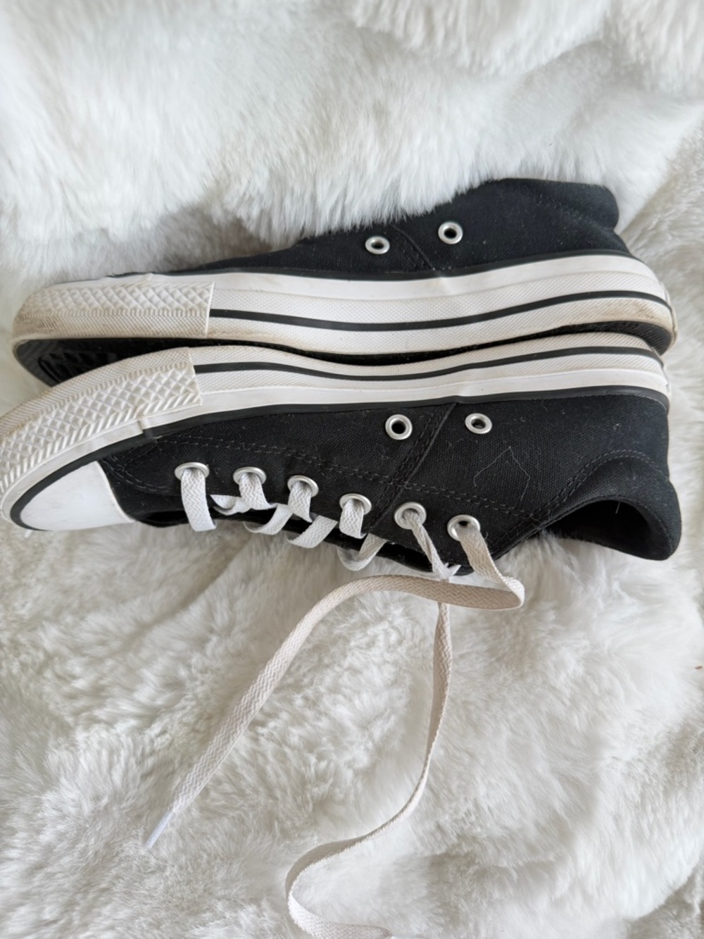 Converse Black Canvas Low-Top Sneakers with White Accents - Picture 9 of 14